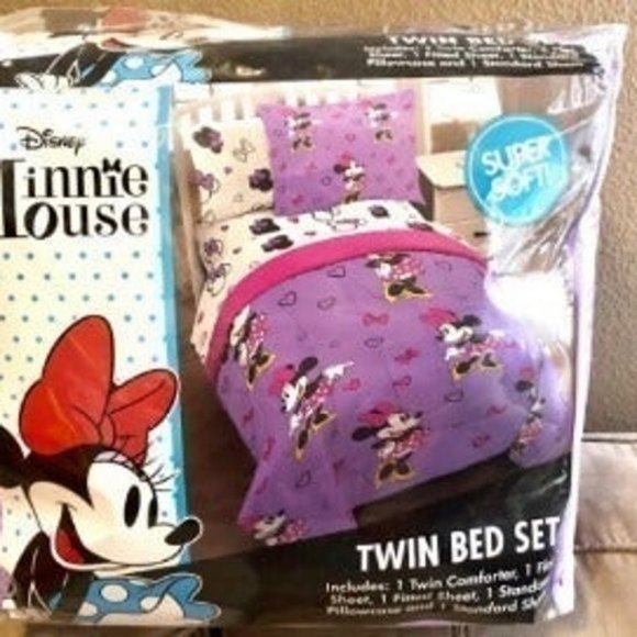 Disney Minnie Mouse Purple Love TWIN Size Bed in a Bag Set NEW - Picture 11 of 15